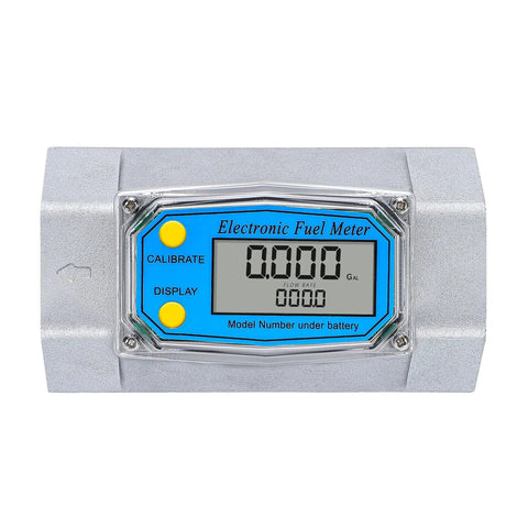 2-Inch Turbine Fuel Flow Meter Digital Readout For Diesel And Kerosene, heavy-duty aluminum alloy body, front LCD view.