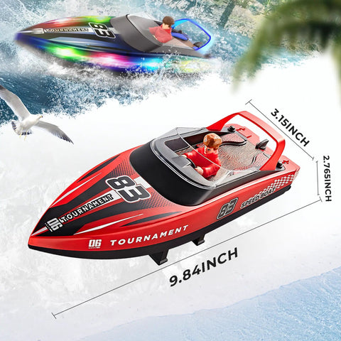 Two Pack 10 Inch Fast RC Boats For Pools Salt Water Remote Control Speed Boats Reach 15 KPH Great Gift shown in action