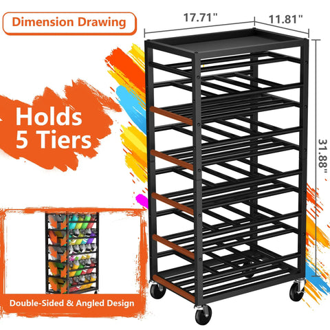 Heavy Duty Rolling Cart Holds A Solid Fifty Spray Paint Cans Built Tough For Double Sided Storage Plus Top Tool Tray Wheeled Garage Rack Rolls Smooth And Keeps Your Shop Legit