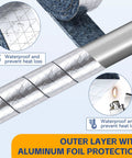 Foil Backed Cotton Pipe Wrap Insulation For Outdoor Water Lines Keeps Your Pipes From Freezing And Condensation, close-up view