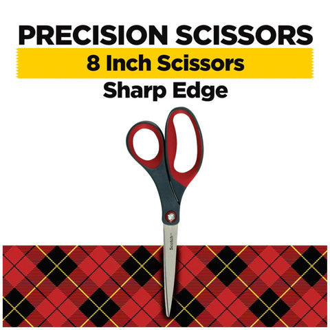All Purpose Precision Scissors For Everyday Crafting And Office Tasks, 8-inch scissors with stainless steel blades, soft grip