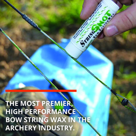 Applying String Snot from Crossbow Maintenance Three Pack With String Snot Bow Snot And Rail Snot Lubes For Smooth Operation Odorless Formula USA Made Increases Durability And Performance In Extreme Cold Keeps Rails And String Lubricated to bowstring