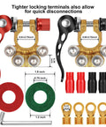 Beefy Pure Copper Battery Terminal Connectors 4 Way Quick Release 1 Pair with pads, sleeves, spanner, for cars and solar use.