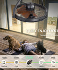 All Weather Outdoor Ceiling Fan With Light For Gazebos And Patios, 23.6 Inch Ultra Quiet DC Motor, dog and person resting