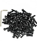 100 Pack M4 X 12mm Hex Socket Head Cap Screw Bolts 12 9 Grade Black Oxide Alloy Steel Metric Fasteners arranged with an L-key.