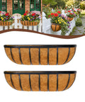 Gonna Love How Fresh These 2 Pack 24 Inch Railing Planter Boxes Look On Your Patio Featuring Heavy Duty Metal Frames And Natural Coir Liners Zero Fuss Window Boxes For Deck Balcony.