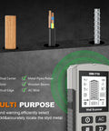 Wall Stud Finder Handheld Wall Scanner Lcd Display Sensor For Metal Wood Studs And Ac Wire Detection For Home Renovation Wall Floor Ceiling Use with icons showcasing features.