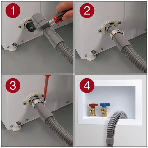 Installation steps of 10 Ft Corrugated Washing Machine Drain Hose With Flexible Install, Heavy-Duty Reinforced Washer Hose Replacement