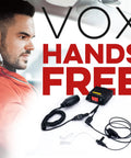 Man using UV-25X2 Second Gen Mini 25 Watt Dual Band Base Station Radio for VHF UHF Ham Operators with hands-free accessories