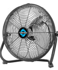 Heavy Duty 12 Inch High Velocity Floor Fan With All Metal Construction, 3 Speed Settings, front view showing tilting head