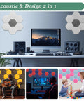 High Density Hexagon Acoustic Panels Peel And Stick Sound Blocking Wall Tiles Awesome For Home Practice Studios Podcast Rooms Music Tracks And Relaxed Vibes Black 12 Piece Room Decor Cover in various settings