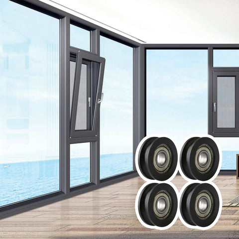 Four Piece U Type Black Pulley Wheel Set With 8mm Shaft Hole And 30mm Diameter For Smooth Rolling Rails Heavy Duty Replacement Roller Bearing Max Load 99kg Ideal For DIY Projects Equipment Upgrades And Garage Setups, black U-type wheel set