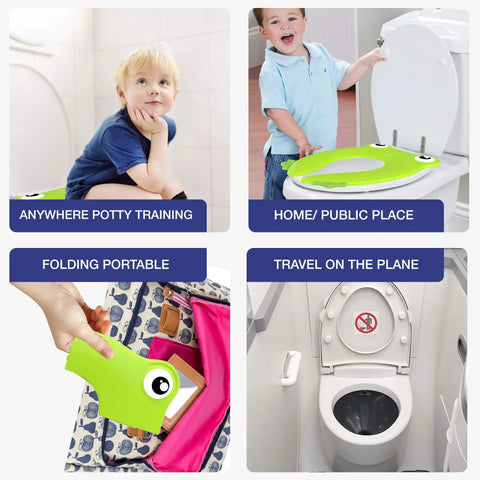Ditch The Hassle Portable Toddler Potty Training Seat With Super Grippy Silicone Pad Foldable Toilet Cover For Kids Road Trip Ready Lightweight And Eco Friendly Design In Green