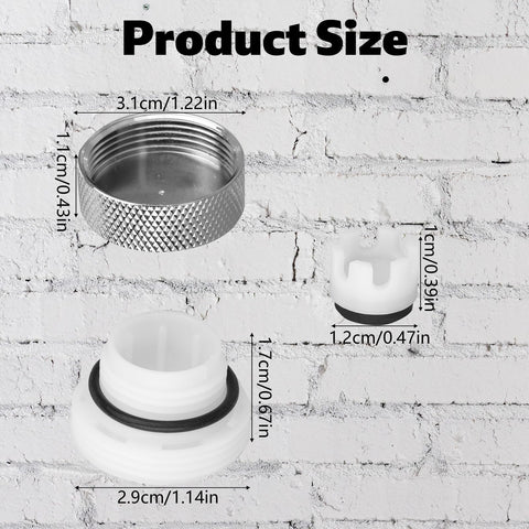 Vacuum Breaker Repair Kit For Frost Free Sillcock Outdoor Faucet Anti Siphon Valve Replacement Parts Includes Cap Plunger And Body Compatible With Model 45417, product size details, silver zinc alloy and white rubber components.