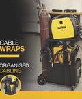 Two Tier Welding Cart With Locking Cabinet, Heavy Duty Shop Organizer, 31 In Long By 19 In Wide By 38 In High, gas cylinder rack, cable wraps
