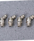 Grease Fitting Kit 45 Piece Metric Zerk Assortment with straight and 90 degree fittings displayed on gray background