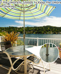 Two-Piece Patio Table Umbrella Hole Ring Plug Kit, Silicone Sleeve Stabilizer Cone Wedge in use on a patio table.