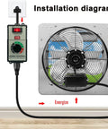 Tough As Nails 15A Peak AC Motor Speed Controller for Shop Fans with installation diagram showing connection to a fan.