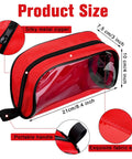 Red first aid bag with transparent window, zip closure and carry handle; portable medical organizer for home or travel.