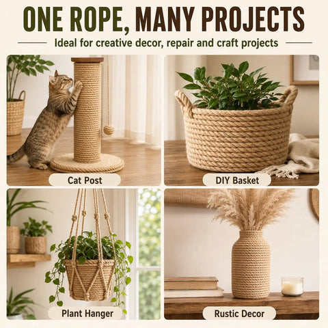 Heavy Duty Workhorse Three Quarter Inch 100 Ft Natural Jute Rope For Nautical Decor Porch Swing Railing And Home Projects
