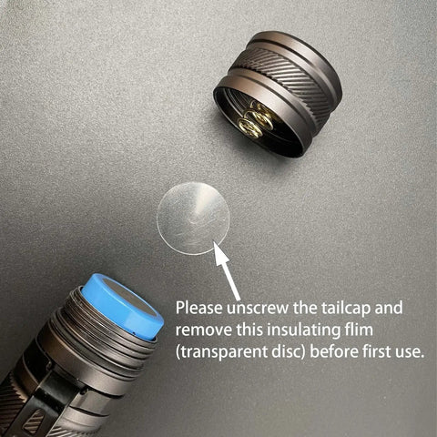 Four Thousand Lumen EDC Rechargeable Flashlight With Magnetic Base And Battery Indicator, tailcap and insulating film removal guide