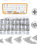 520 Piece 304 Stainless Steel Wood Screw Kit With Flat Head And Pan Head Philips Self Tapping Screws In Sizes Four To Ten
