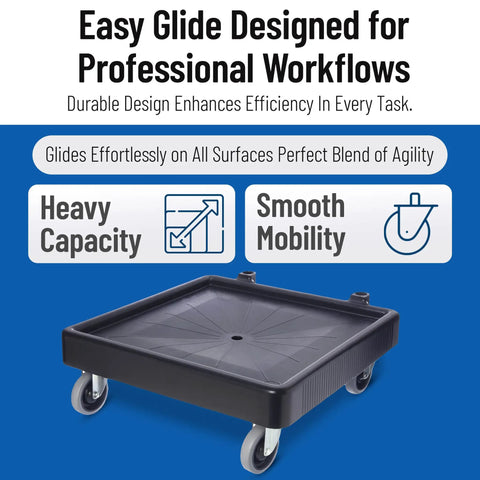 Pro Grade E Z Glide Warewashing Rack Dolly With Drain For Kitchen And Restaurant Use Durable Plastic Dishwashing Rack Dolly Fits Standard 19.75 Inch Racks 22.5 X 22.5 X 8 Inches Black