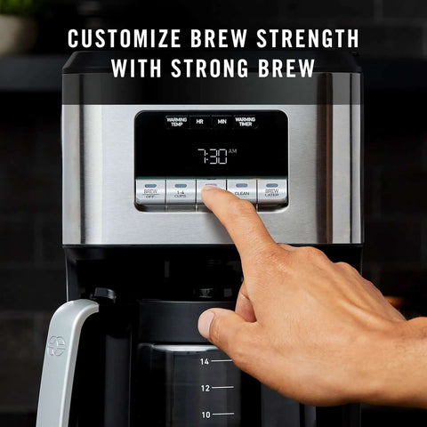 Programmable Coffee Maker With Glass Carafe, 14 Cup Capacity, Stainless Steel Finish, Brew Temperature Perfected From 195 To 205 Degrees