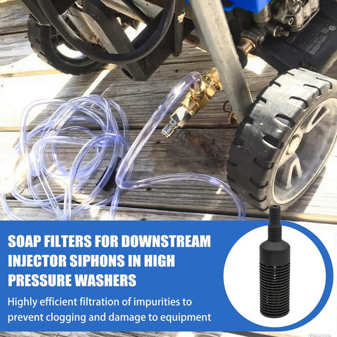 Pressure Washer Siphon Hose Filter Set For One Quarter Inch And Three Eighth Inch Hoses, downstream injector filtration setup