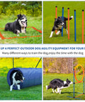 Dog using Go-To Dog Agility Training Equipment Kit, 60-Piece Obstacle Course Starter Set For Outdoor Play with tunnel, hurdles, and jump ring