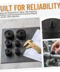 KALLORY 6 Pack Shaft End Protectors For Grip-O-Matic Pullers industrial machine shaft guard caps arranged for detailed measurement