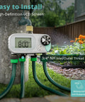 No Fuss All In One Sprinkler Timer For Garden Hose With Child Lock Programmable Brass Digital Water Timer 4 Zone in use