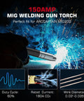 Top Notch ARCCAPTAIN MB15 15AK MIG Welding Gun Torch Stinger With 10 Ft Cable For Serious Pros Needing Superior Conductivity And Long Life Copper Wiring For Heavy Duty Shop Jobs Today with welding sparks and details.