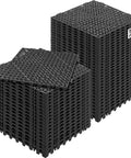 Interlocking Drainage Floor Tiles 50 Piece Set Black 12 By 12 Inch Soft PVC Mats With Non Slip Drain Holes For Restrooms Stacked View