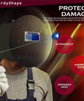 Ultralight Pancake Welding Hood With 10oz Carbon Fiber Panels For Pipeline Welders, showing protective carbon panel and eye shield.
