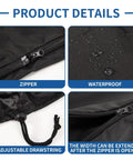 Heavy Duty EV Charger Cover Keeps Your Electric Vehicle Connector Locked Down Safe From Rain Snow And Mud While Delivering Hella Weather Proof Oxford Fabric Shield For Tesla And Universal Plug Ins waterproof zipper and adjustable drawstring details