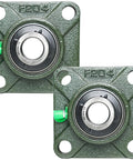 Two Pack Pillow Block Bearing Set UCF20412 Self Aligning With Square Flange Four Bolt Mount Built From Bearing Steel