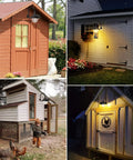 Solar Barn Lights With Motion Sensor And 3 Lighting Modes, Waterproof Outdoor Wall Light installed on barn, shed, coop, and porch