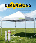 10x10 Pop Up Canopy Tent With Wheeled Bag Instant Setup No Fuss Waterproof Outdoor Shade Shelter measurements in open field