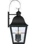Classic Millhouse 18.5 Inch Outdoor Wall Lantern In Mystic Black With Clear Seeded Glass, Traditional Two Light Exterior Sconce