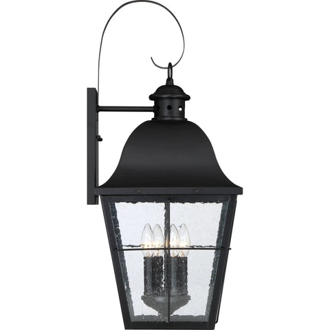 Classic Millhouse 18.5 Inch Outdoor Wall Lantern In Mystic Black With Clear Seeded Glass, Traditional Two Light Exterior Sconce