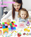 Ultimate 5mm Fuse Beads Kit For Kids Crafts With 48 Colors, woman and child crafting with beads, includes pegboards and templates