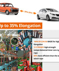 Diagram showing 35% elongation with cars, nylon 66 strands and rope production, highlighting Kinetic Recovery Tow Rope 1.26 Inch By 30 Foot Snatch Strap With Soft Shackles Heavy Duty Offroad Towing Gear For Trucks SUVs UTVs ATVs Tractors Cars Jeeps Black Built For Extreme Recoveries And Everyday Towing Needs