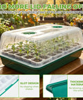 No Fuss Seed Starter Tray Kit With Reusable Germination Trays, Humidity Domes And Bases, 40 Cell Green Set On Wooden Table.