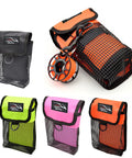 Mesh Diving Gear Bag With Reels Pocket And Surface Marker Buoy, Clip-On Snorkeling Gear Carrier in black, orange, green, pink