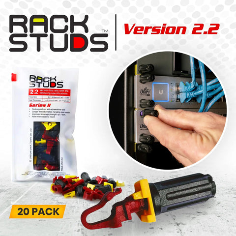 R20 Series II Server Rack Screws 20 Pack Red 2.22mm 0.086 Inch Cage Nut Replacement For 19 Inch Racks With Square Punched Vertical Rails Front Install For Faster, Easier Gear Mounting