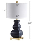 Navy Blue And Gold Ceramic Table Lamp With White Linen Shade, Modern Footed Vase Bedside Light, LED Bulb Included, UL Listed