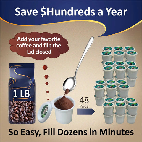 Custom Coffee Pods For K Cup Brewers Use Your Favorite Coffee Fits All K Cup Machines Save Hundreds Holds Fifty Percent More Coffee