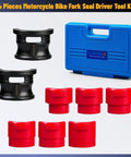 14 Piece Universal Motorcycle Fork Seal Driver Kit with 35mm to 50mm adapters, steel body and case, for bikes