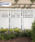 4-Panel Outdoor Screen Enclosure Freestanding Wicker Resin Privacy Screen With Reversible Hinged Panels For Concealing Garbage Cans And Air Conditioners White That Keeps Your Yard And Patio Looking Fresh And Tidy